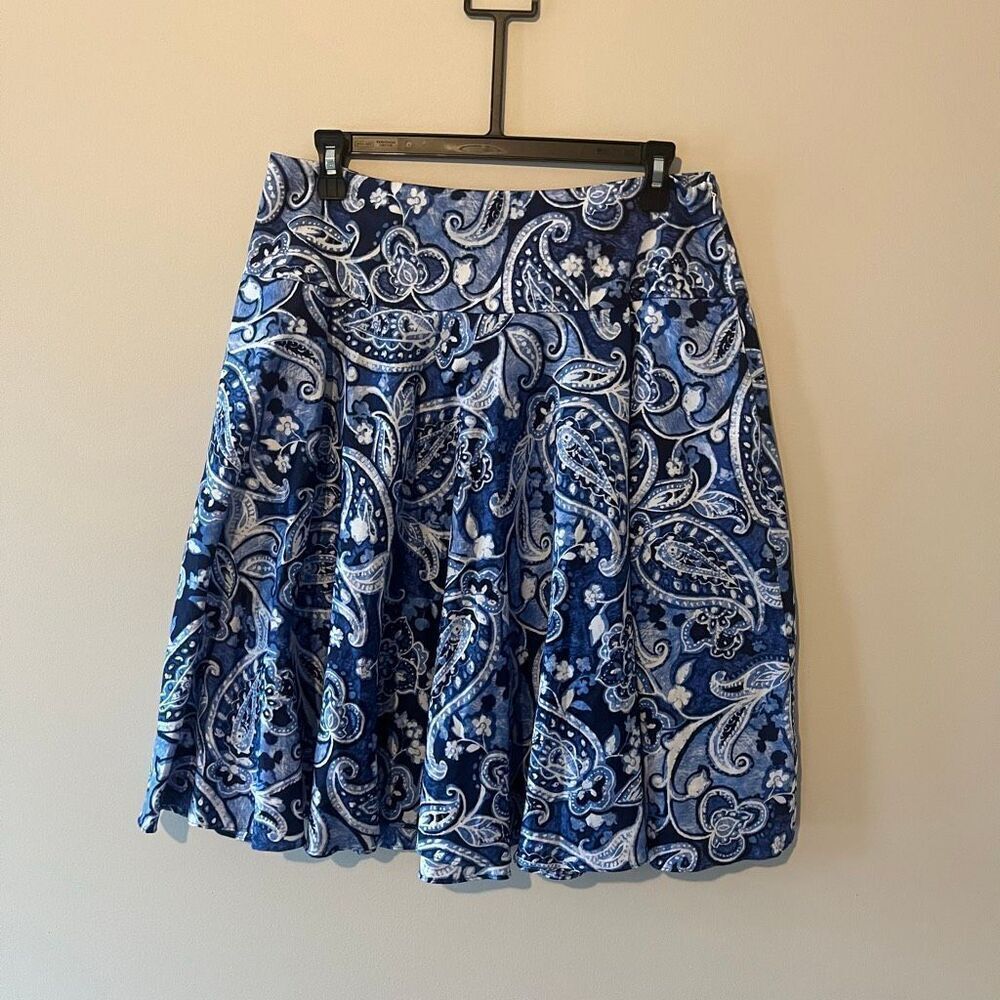 Lauren Ralph Lauren Paisley Skirt Women 8 Blue A-Line Cotton‎ Knee Length - Picture 6 of 6